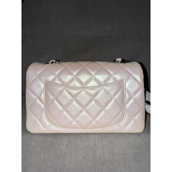 Chanel 21S Iridescent White Mini Flap Rectangle CC Quilted Chain Crossbody Bag - Picture 13 of 16